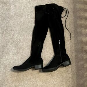 Black, low thigh length suede boots 👢